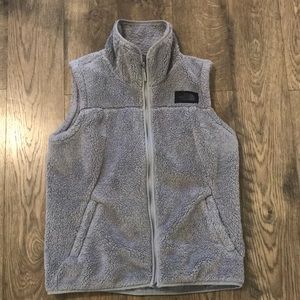 Northface, grey fuzzy turtleneck vest! Size Large